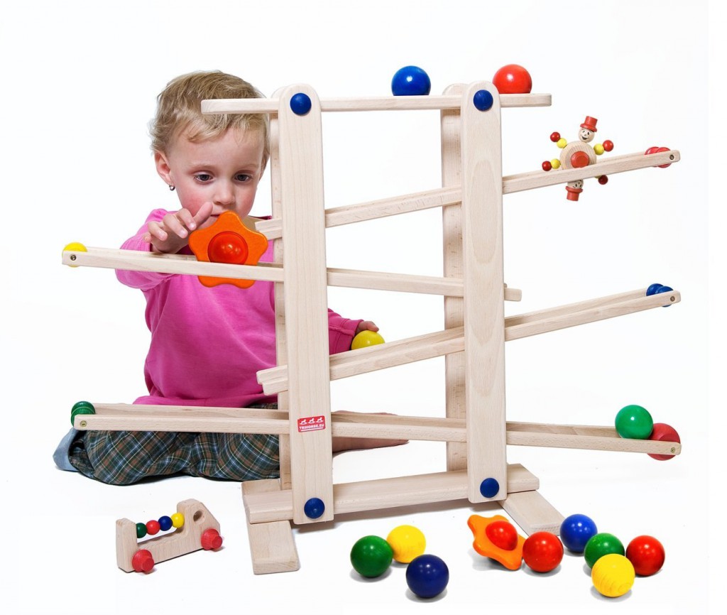 Holz Kugelbahn Regenbogen Baum - 71cm Motorikspielzeug - Mit 10 Murmeln Für Kinder Ab 3 Jahren