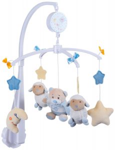 Mattel Traumbärchen Neugeborene Kinderbett mit Licht Musik Baby Buggy Mobile 
