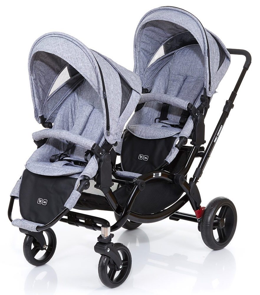 Zwillingskinderwagen 3 In 1 Zwillings Dreirad Fr Geschwister  Stabiler  Kinderwagen Mit Schiebestange Und Sonnendach Bis 100kg